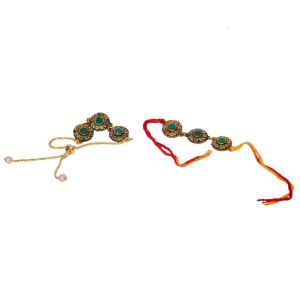 Indi Rang Indie Rang Rajasthani Gold Plated Chain pachi Work Rakhi Combo Set for Rakhi for bhaiya bhabhi Brother Sister Rakhi, Brother Sister Love. Rakhi lumba Rakhi Set