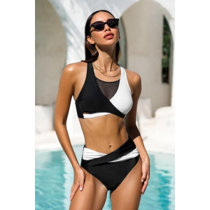 Mesh Bikini Top & Colorblock Bikini Set-XS