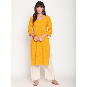 queenley-yellow-cotton-womens-straight-kurti-pack-of-1-m