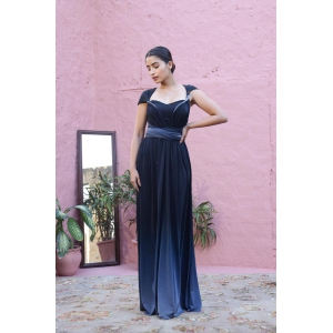 Nicole - Infinity Drape Ombre Maxi with Bustier (Final Sale)-L / BLACK