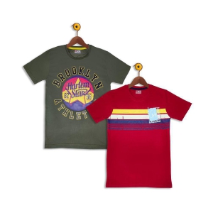 Supersquad Boys Graphic Print Pure Cotton T Shirt (Multicolor, Pack of 2) - None