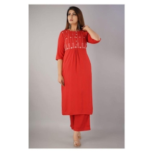 SVARCHI - Red Straight Rayon Women's Stitched Salwar Suit ( Pack of 1 ) - M