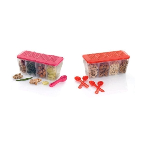 iview kitchenware Dal/Masala/Vegetable Plastic Multicolor Pickle Container ( Set of 2 ) - Multicolor