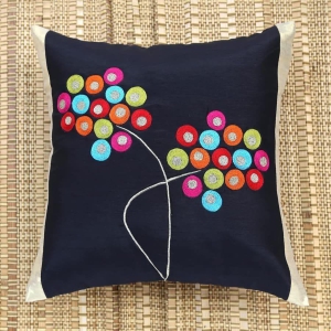 ans-black-multicolour-circles-bunch-emb-cushion-cover-with-golden-panel