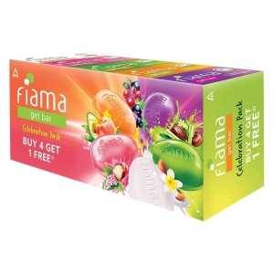 Fiama Gel Bar Celebration Pack With 5 unique Gel Bars, for Women & Men,625g (125g - Pack of 4+1), Buy 4 Get 1 Free, For All Skin Types