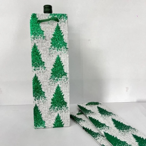 Green Glitter Tree S/3 Wine Bag