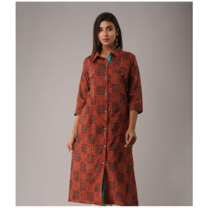 MAUKA - Green Cotton Women's Shirt Style Kurti ( Pack of 1 ) - None