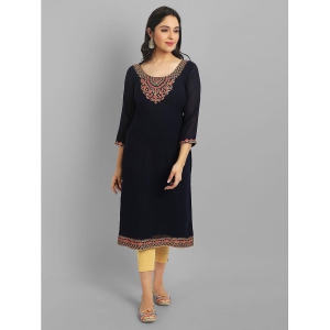 JASH CREATION - Black Georgette Womens Straight Kurti ( Pack of 1 ) - None