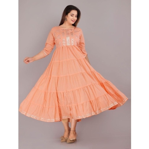 jc4u-peach-cotton-blend-womens-tiered-flared-kurti-pack-of-1-none