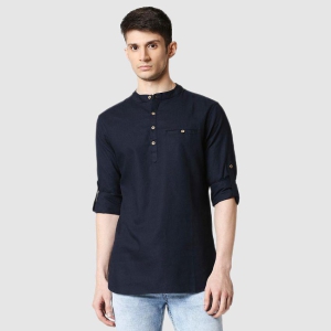 Bewakoof - Navy Cotton Men's Regular Kurta ( Pack of 1 ) - None