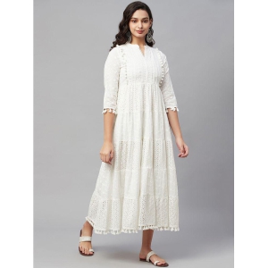 AMIRA''S INDIAN ETHNICWEAR - White Cotton Women''s Fit & Flare Dress ( Pack of 1 ) - None