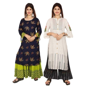 Monica Fashion Women's Rayon Hand Work Ethnic Set (Pack of 2)