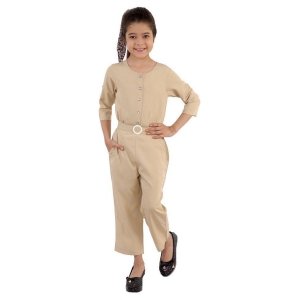 Kids Cave - Beige Crepe Girls Jumpsuit ( Pack of 1 ) - None