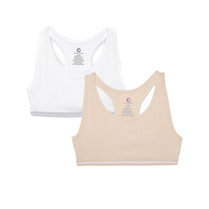 Girls Beginners Sports Bra White and Nude (Pack of 2)-7-8 Years