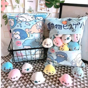 A Large Bag Of Snacks And Pillow Plush Toys-Blue