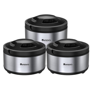 Mumma's LIFE Stainless Steel Thermosteel Casserole Set of 3 for Kitchen| Hot Case Combo for Kitchen,Up to 2 Hour| Hot Box Pack of 3 (2500 ml, 3500 ml, 4500 ml)