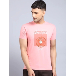 Rodamo  Men Pink Printed Slim Fit Cotton T-shirt