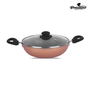 PALOMINO Kadhai With Lid 24 cm diameter (Aluminium, Non-stick) (Copper finish)