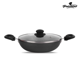 PALOMINO Kadhai With Lid 24 cm diameter (Aluminium, Non-stick) (black finish)