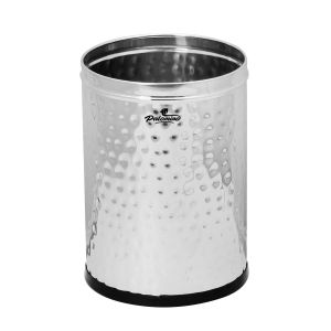 PALOMINO Stainless Steel Premium Open Dustbin for Home, Office, Kitchen, Bathroom, 11 liters (10 x 14) Hammer Steel Finish Stainless Steel Dustbin