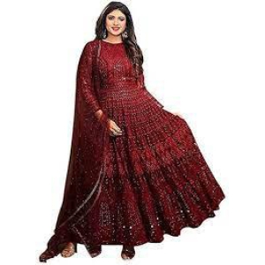 Ethnic Yard Womens Georgette Semi Stitched Anarkali Gown