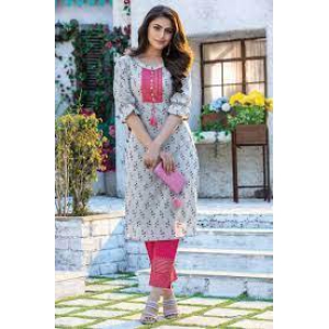 White FLowral Kurti