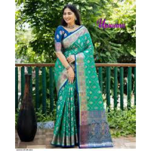 Silk Embroided Green Saree