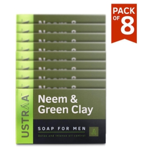 Ustraa Neem & Green Clay Soap, 100gm (Pack of 8)