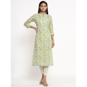 KIPEK - Yellow Cotton Womens Straight Kurti ( Pack of 1 ) - None