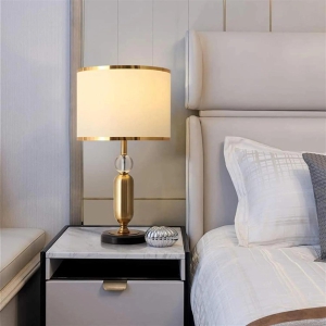 Hdc Luxury Gold Nightstand Lamp With High-quality Fabric Lampshade