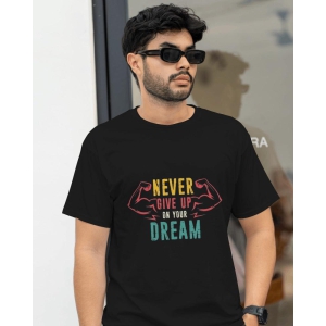 Half Sleeves Printed Oversized T-Shirts (Black)-Large