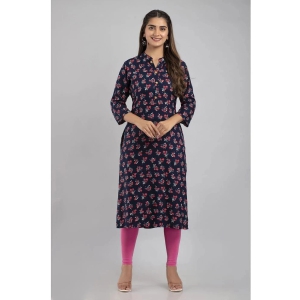 MAUKA - Blue Rayon Womens Straight Kurti ( Pack of 1 ) - None