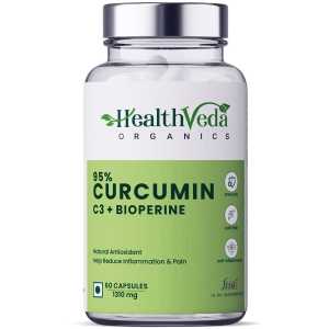 Health Veda Organics Curcumin C3 + Bioperine Supplements for Joint & Muscle Health, 60 Veg Capsules