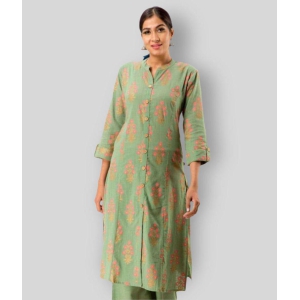 pistaa-green-cotton-womens-front-slit-kurti-pack-of-1-xs