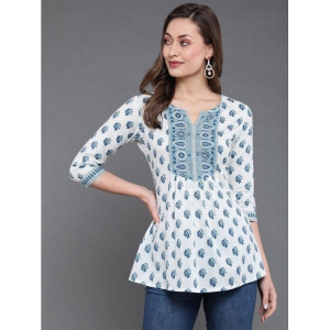 Antaran 100% Cotton Printed A-line Womens Kurti - White ( Pack of 1 ) - None