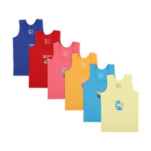 BODYCARE Boys Vest Round Neck Sleeveless Pack Of 6-Assorted - None
