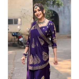 Madhuri Dixit Purple Color Georgette Saree