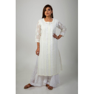 Ladies Cream New fashion Hand Chikankari Kurti