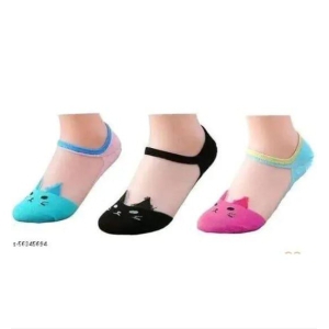 Trendy Women Kitty Net transparent Socks - Pack of 3 Pair