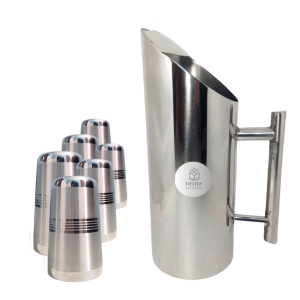 SHINI LIFESTYLE Stainless Steel Glass set and best quality steel jug, Water Jug, juice glass set