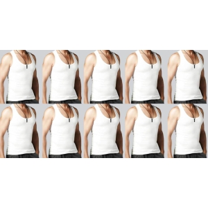Sassy Cotton Sleeveless White Vests (Combo OF 10)