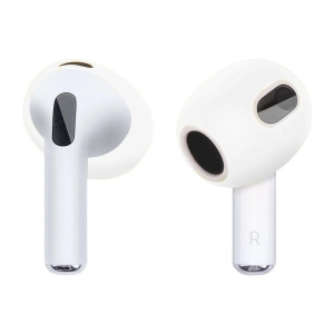 1 Pair Silicone Earphone Ear Caps for Apple AirPods 3, Bluetooth Earbuds Ear Tips Protective Covers-Transparent White