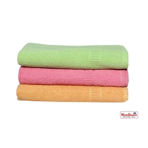 Mandhania Lily Crape Cotton Bath Towels Pack of 3 Multicolor (145cm x 70cm)