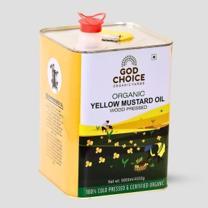 Organic Yellow Mustard Oil | Wood Pressed | Single-Filtered-5 L Tin