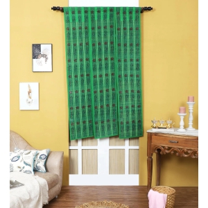 Three Panel Bamboo Curtain - Green-10 ft length