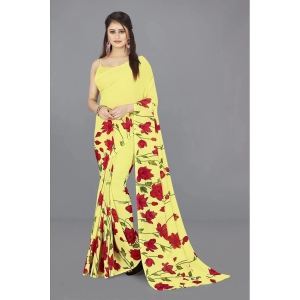 ANAND SAREES - Yellow Georgette Saree Without Blouse Piece ( Pack of 1 ) - Yellow