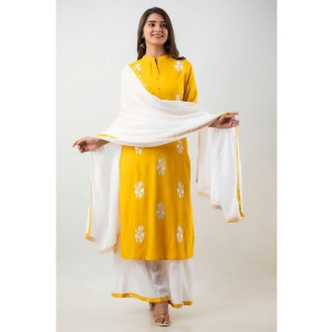 MAUKA - Yellow Straight Rayon Womens Stitched Salwar Suit ( Pack of 1 ) - None