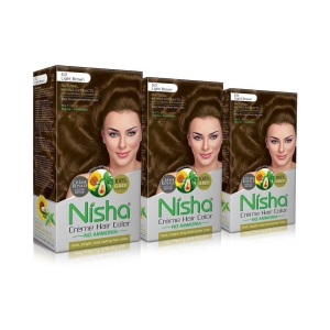 Nisha Light Brown 5 (60gm, 60ml, 12ml) Cream Permanent Hair Color Light Brown Light Brown 5 120 mL Pack of 3