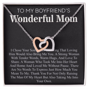 Custom Gift To My Boyfriend's Mom, Heart Necklace Gift For Boyfriends Mom, Birthday Gift, Christmas Gift To My Boyfriend's Mom With Message-Polished Stainless Steel & Rose Gold Finish / Luxury Box