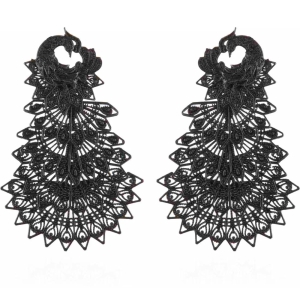 BANDISH Oxidised Antique Black Peacock Drop Earrings